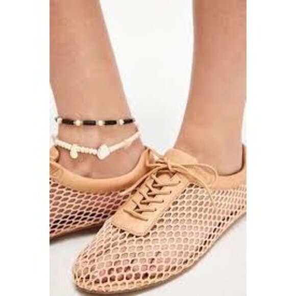 NEW Jeffrey Campbell Wave Catcher Mesh Flats Womens 10 Beige Boho Free People - Picture 1 of 8